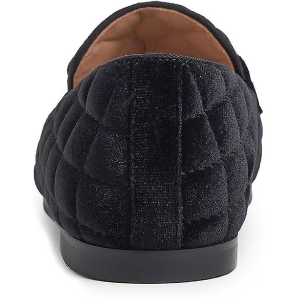 Womens Black Velvet Quilted Classic Preppy Horsebit Buckle Penny Loafer Size 10 - Picture 5 of 5